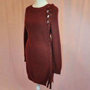 Main Strip Maroon Sweater Dress